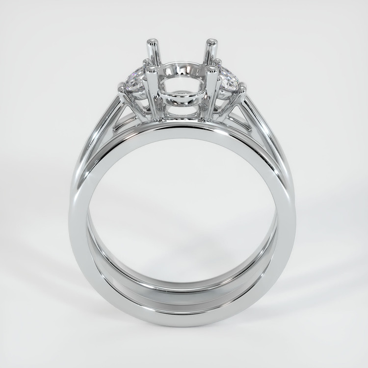 14K White Gold Three Stone Ring Setting