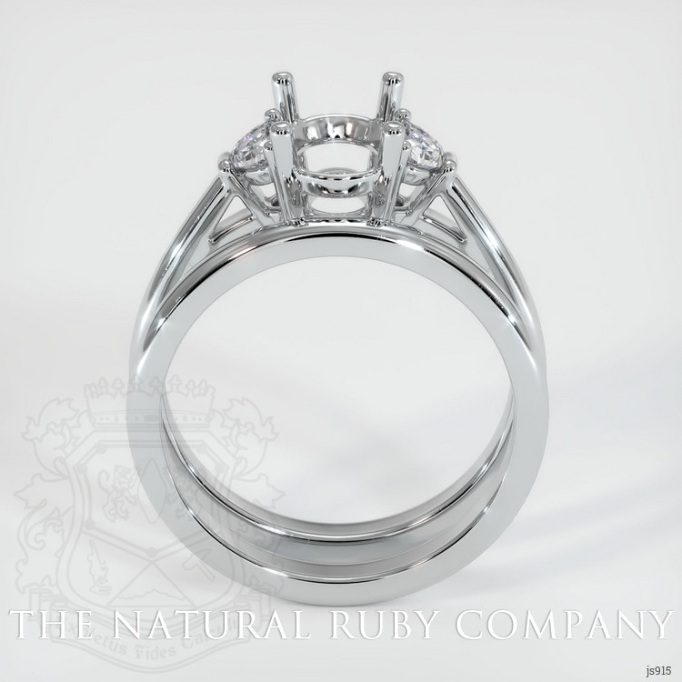 14K White Gold Three Stone Ring Setting