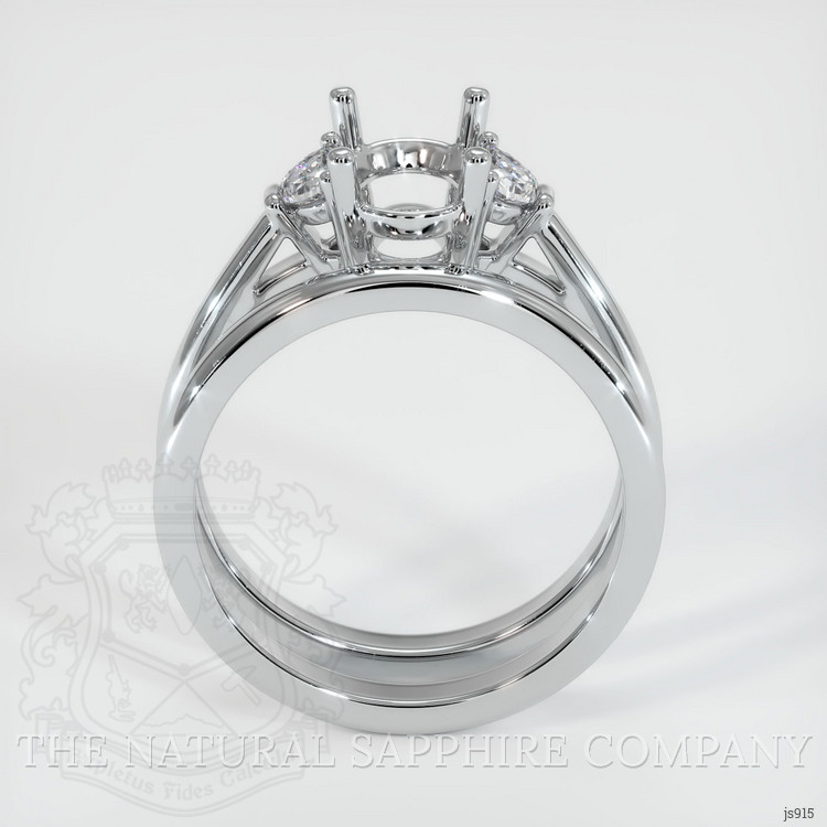 14K White Gold Three Stone Ring Setting