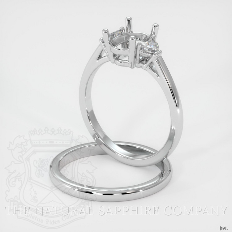 18K White Gold Three Stone Ring Setting