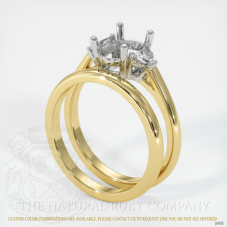 14K White & Yellow Three Stone Ring Setting