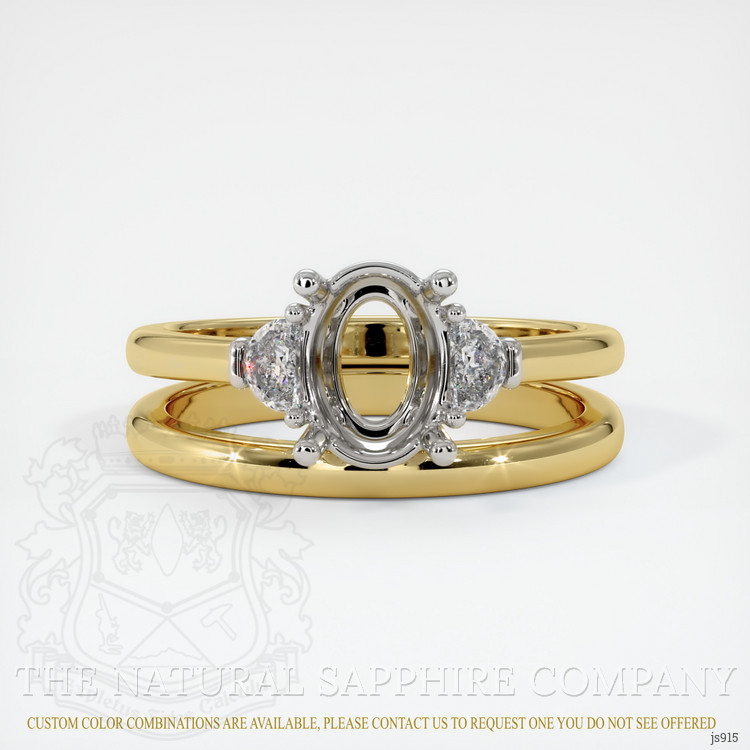 14K White & Yellow Three Stone Ring Setting