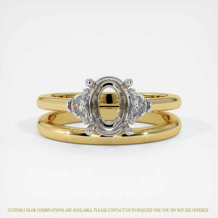 14K White & Yellow Three Stone Ring Setting