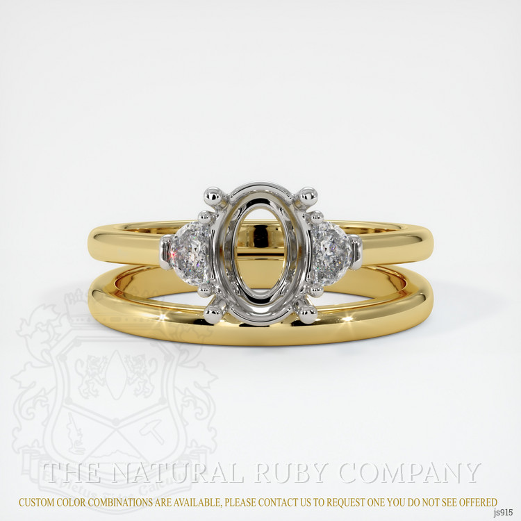 14K White & Yellow Three Stone Ring Setting