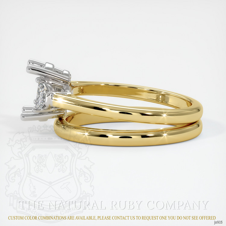 14K White & Yellow Three Stone Ring Setting