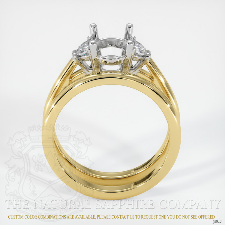 14K White & Yellow Three Stone Ring Setting