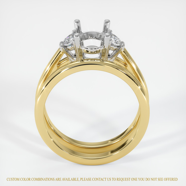 14K White & Yellow Three Stone Ring Setting