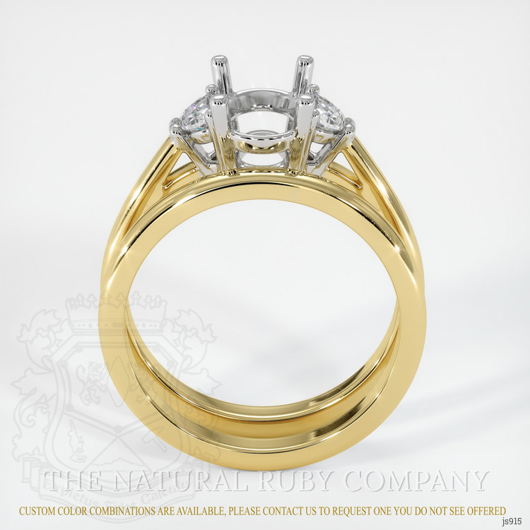 14K White & Yellow Three Stone Ring Setting