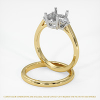 14K White & Yellow Three Stone Ring Setting Image