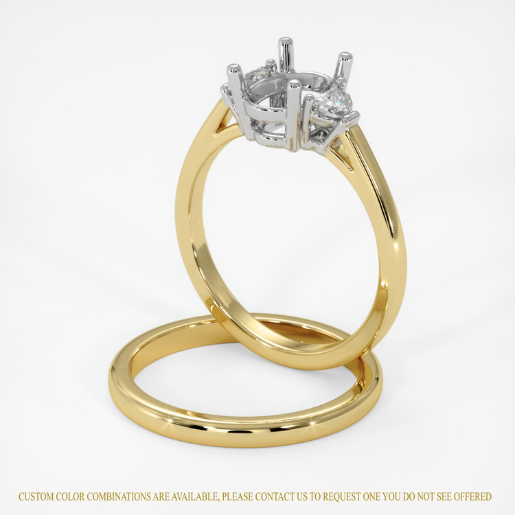 14K White & Yellow Three Stone Ring Setting