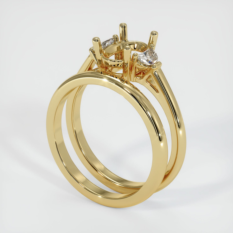 14K Yellow Gold Three Stone Ring Setting