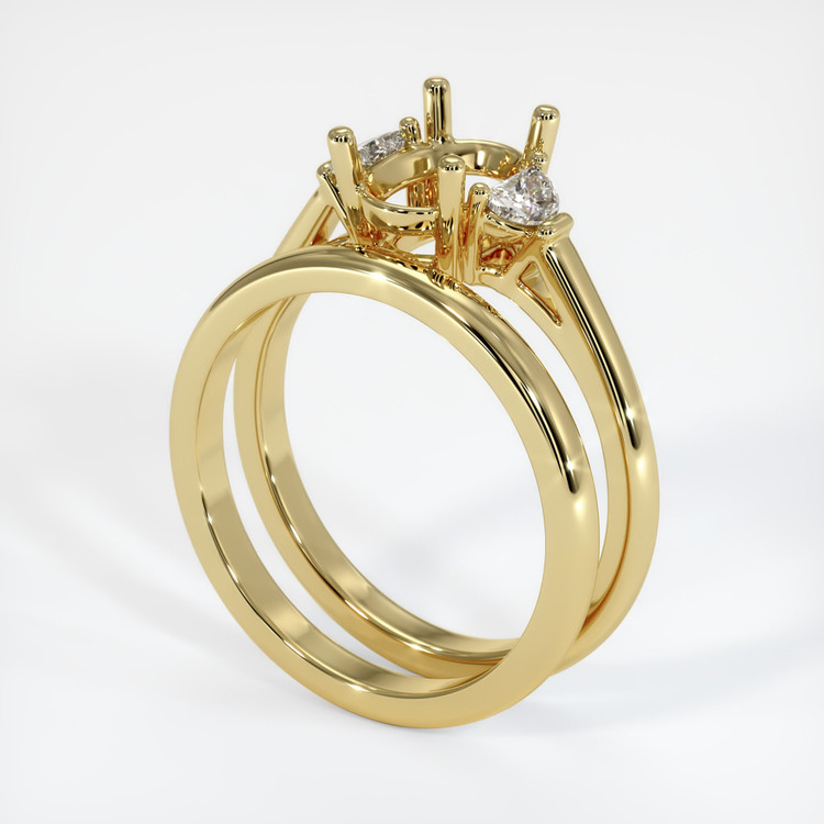 18K Yellow Gold Three Stone Ring Setting