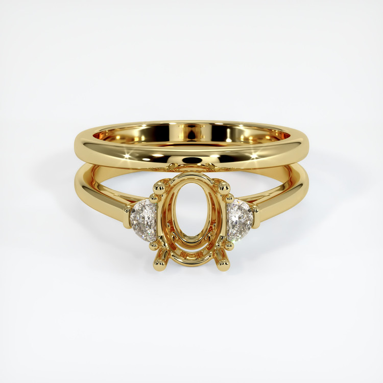 18K Yellow Gold Three Stone Ring Setting