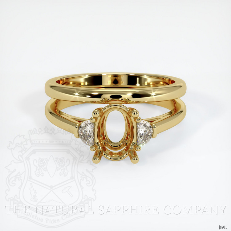 18K Yellow Gold Three Stone Ring Setting