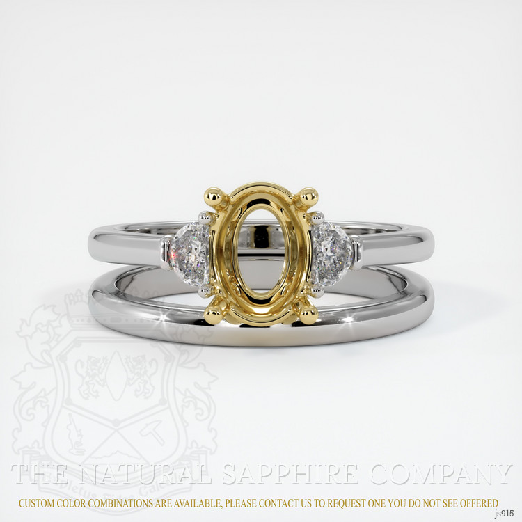 14K Yellow & White Three Stone Ring Setting