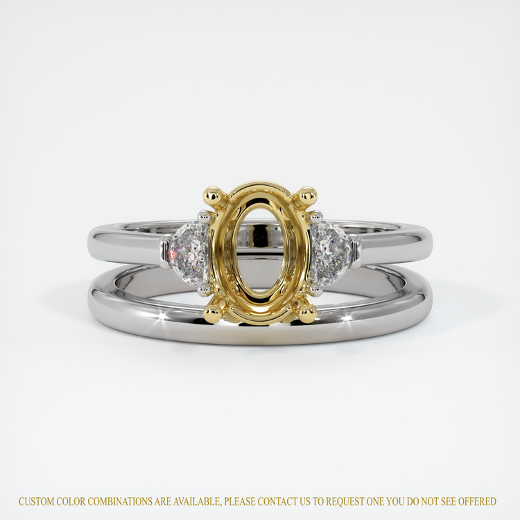14K Yellow & White Three Stone Ring Setting