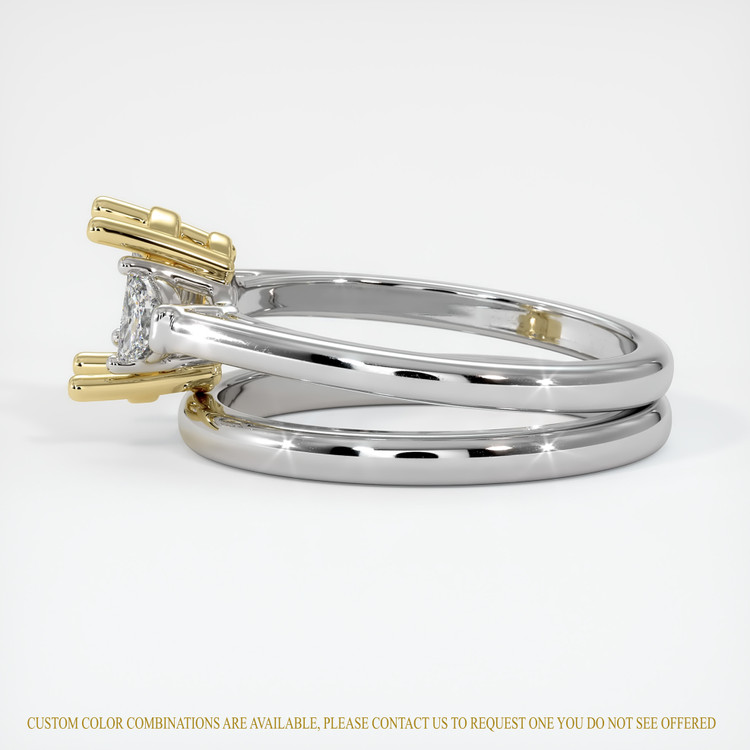 14K Yellow & White Three Stone Ring Setting