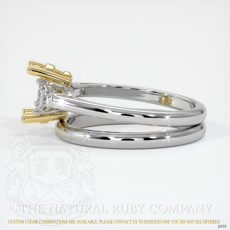 14K Yellow & White Three Stone Ring Setting