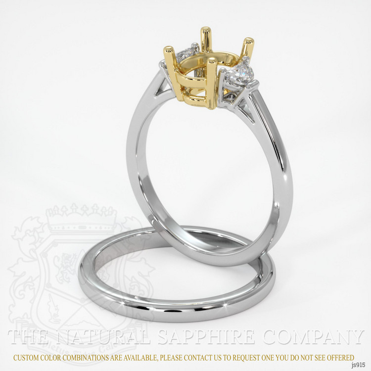 14K Yellow & White Three Stone Ring Setting