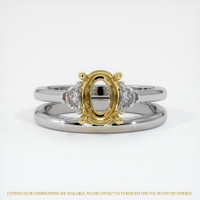 18K Yellow & White Three Stone Ring Setting Image