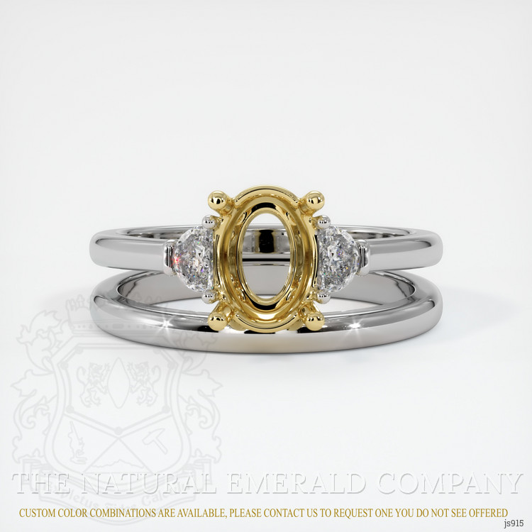 18K Yellow & White Three Stone Ring Setting