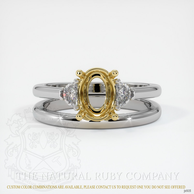 18K Yellow & White Three Stone Ring Setting