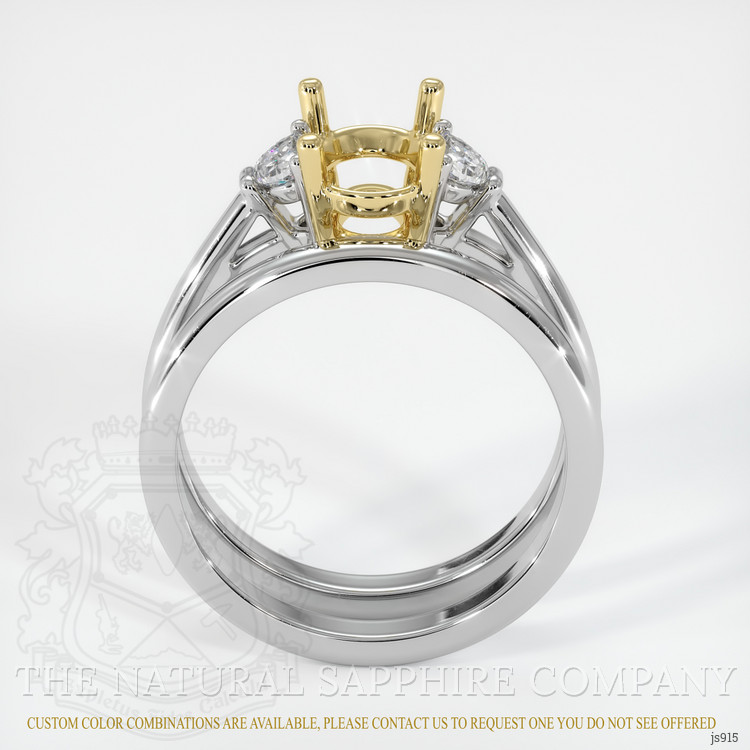 18K Yellow & White Three Stone Ring Setting