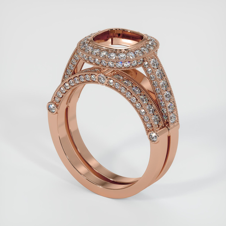 14K Rose Gold Pave Ring Setting