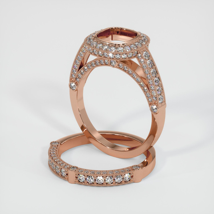 14K Rose Gold Pave Ring Setting
