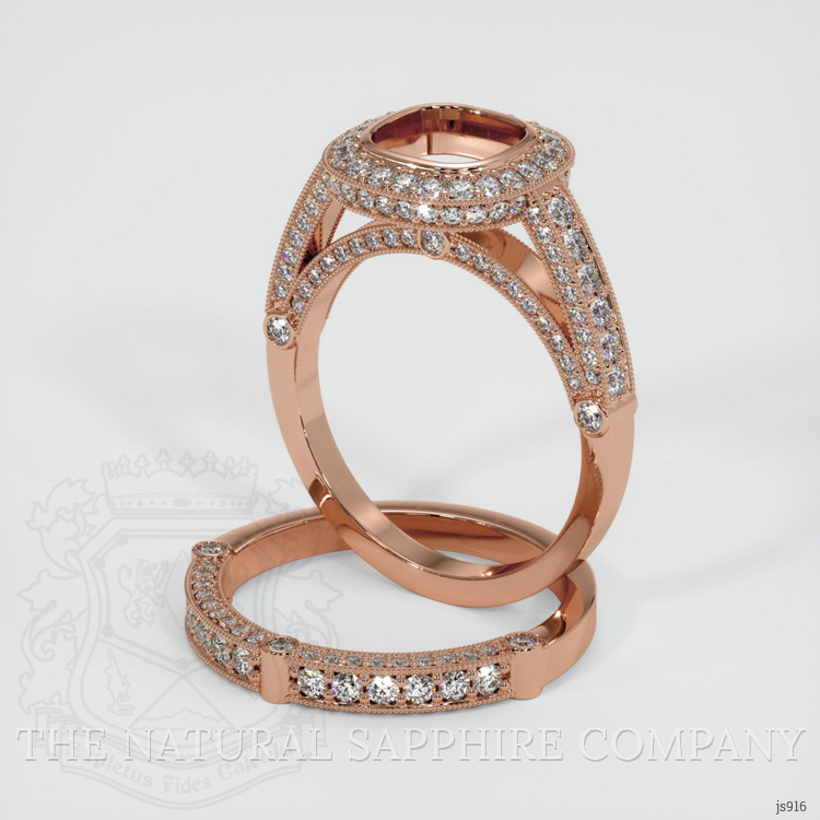 14K Rose Gold Pave Ring Setting