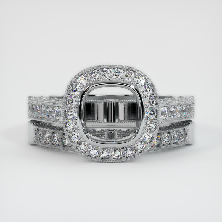 18K White Gold Pave Ring Setting