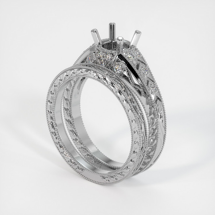 18K White Gold Antique Style Ring Setting
