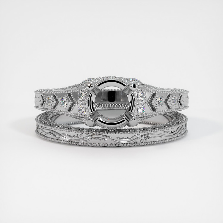 18K White Gold Antique Style Ring Setting