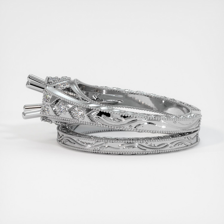 18K White Gold Antique Style Ring Setting