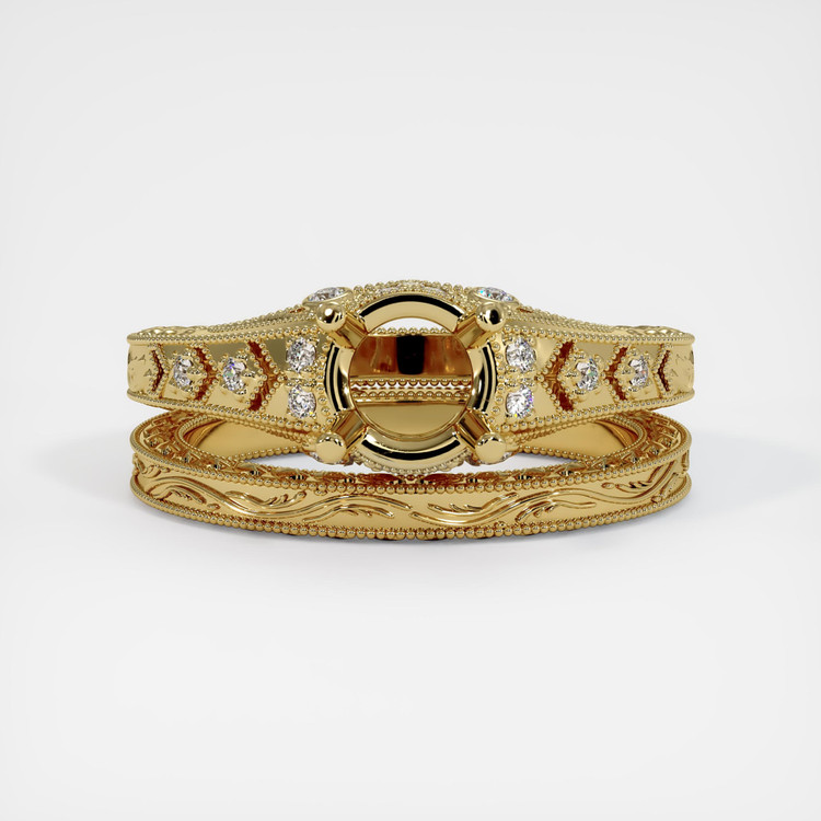 14K Yellow Gold Antique Style Ring Setting