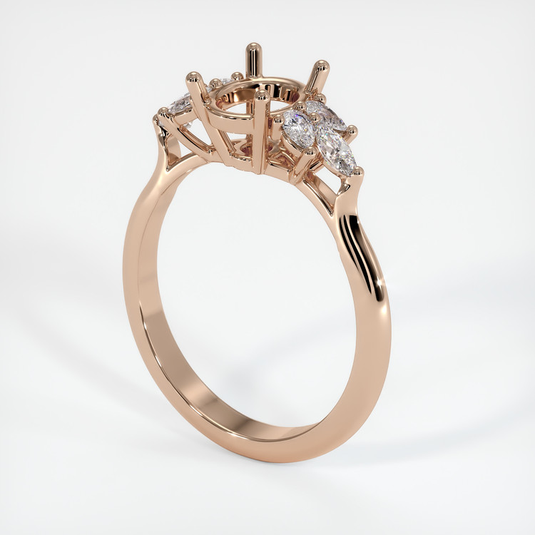 18K Rose Gold Accent Stones Ring Setting