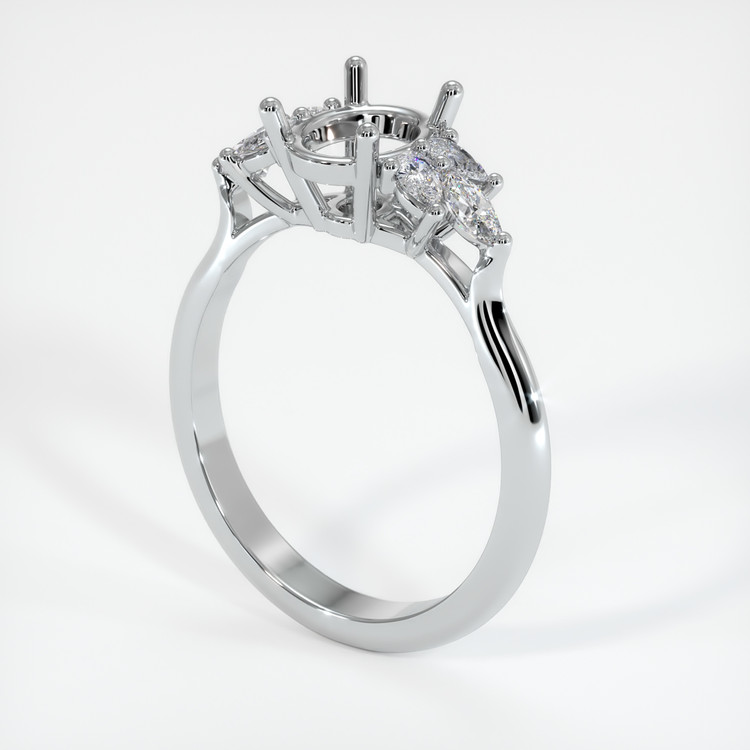 14K White Gold Accent Stones Ring Setting