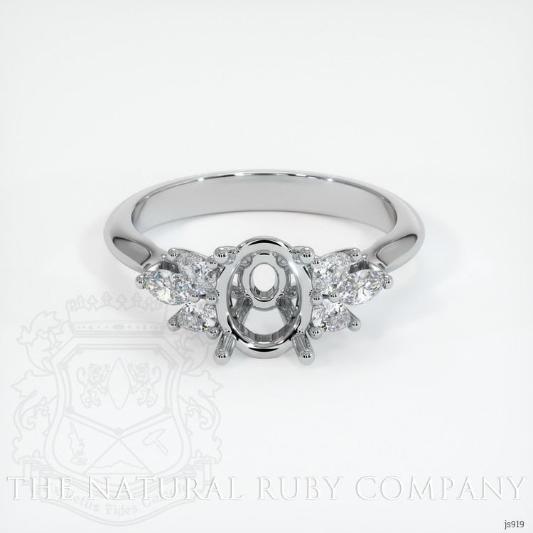 14K White Gold Accent Stones Ring Setting