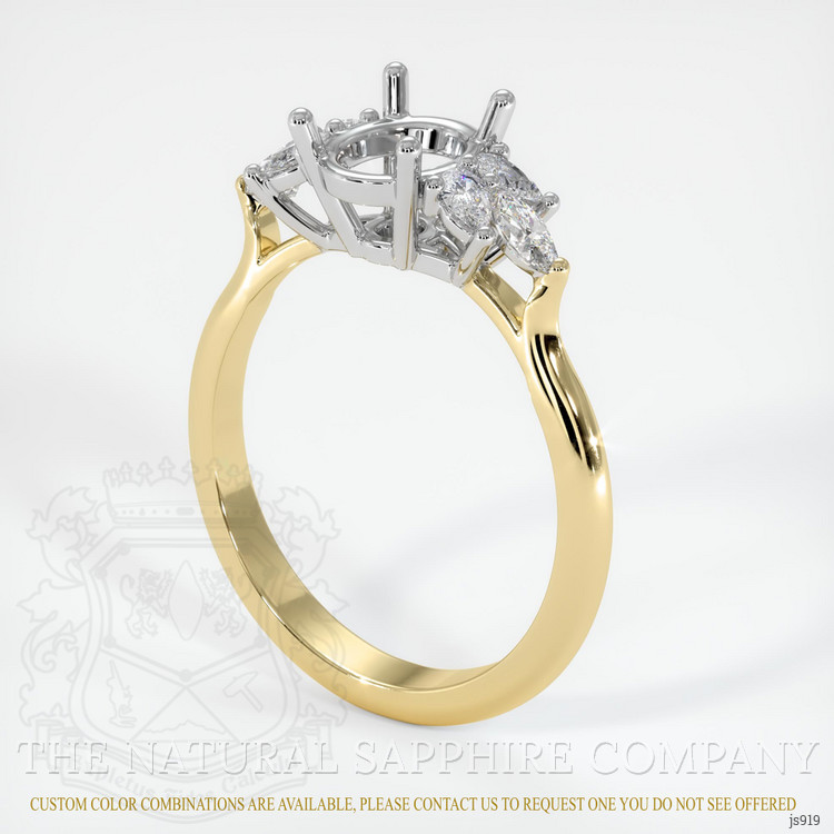 14K White & Yellow Accent Stones Ring Setting