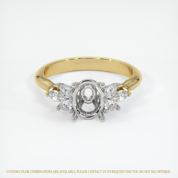 14K White & Yellow Accent Stones Ring Setting