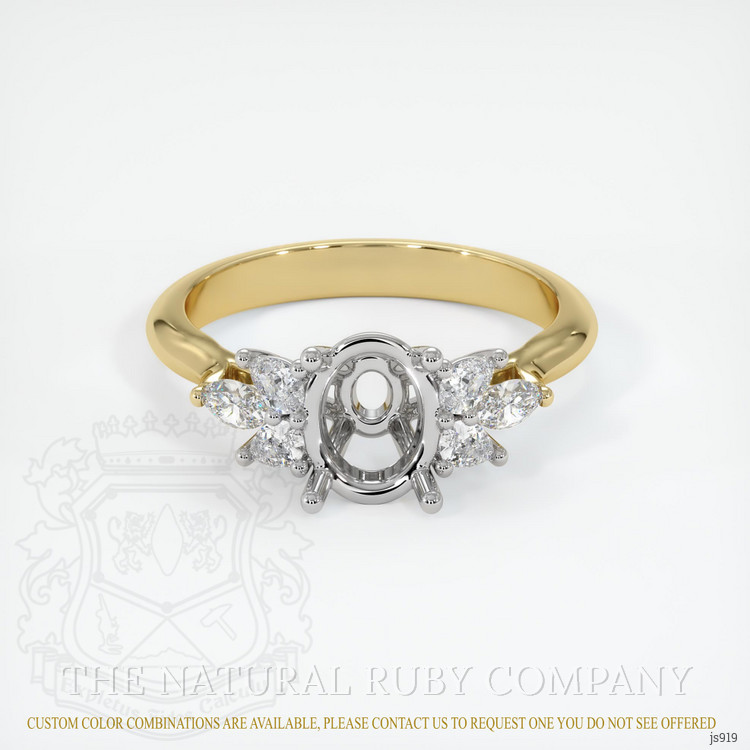 14K White & Yellow Accent Stones Ring Setting