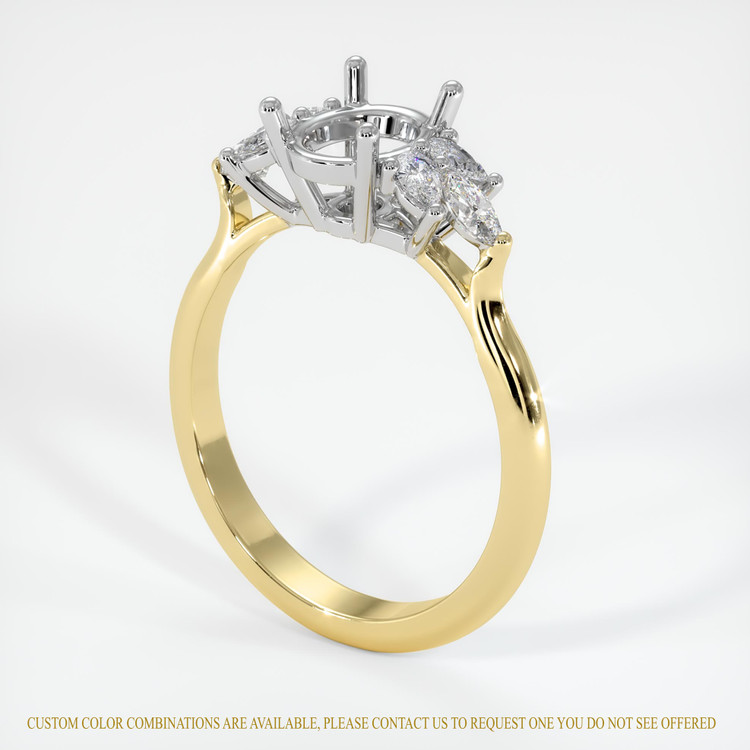 18K White & Yellow Accent Stones Ring Setting