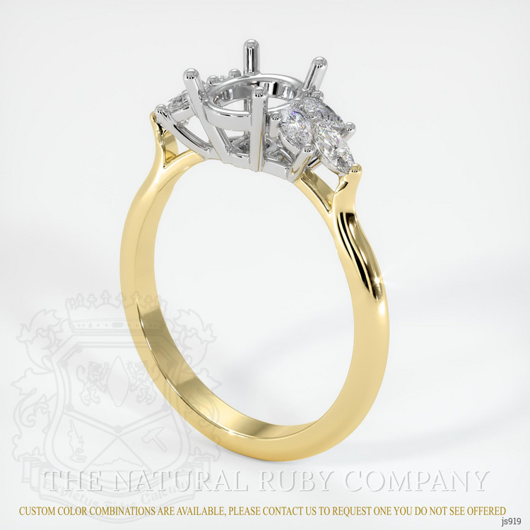 18K White & Yellow Accent Stones Ring Setting