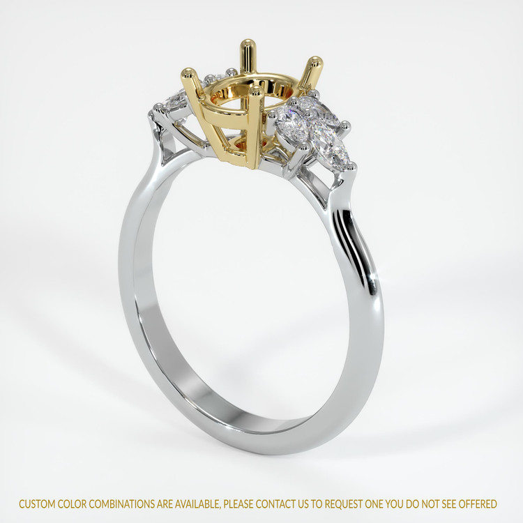 14K Yellow & White Accent Stones Ring Setting
