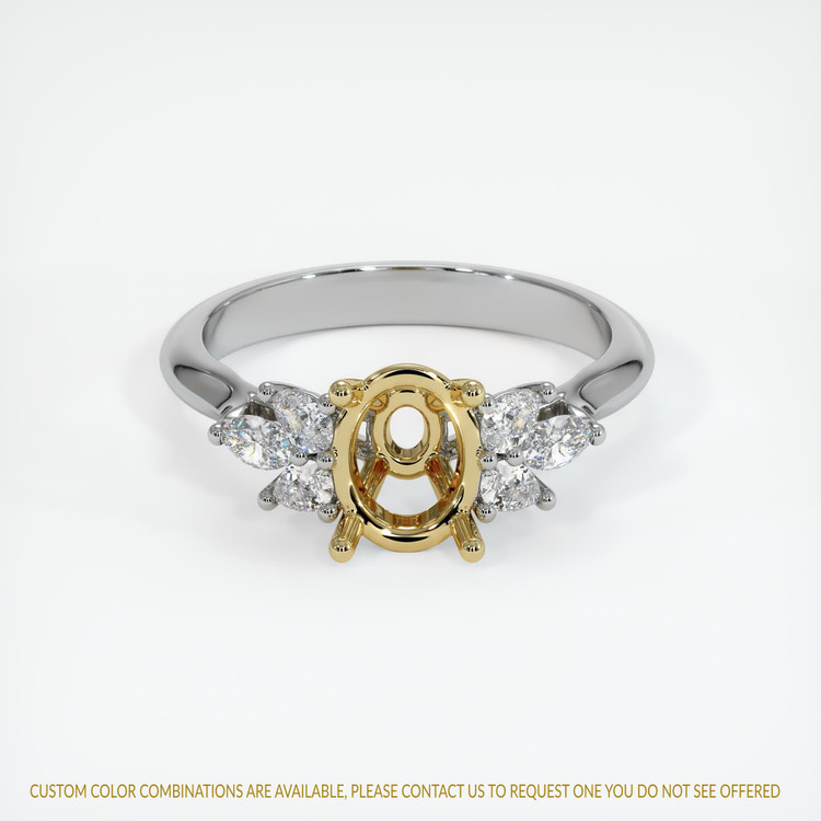 14K Yellow & White Accent Stones Ring Setting