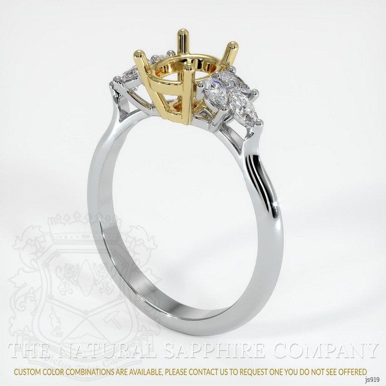 18K Yellow & White Accent Stones Ring Setting