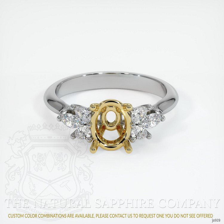 18K Yellow & White Accent Stones Ring Setting