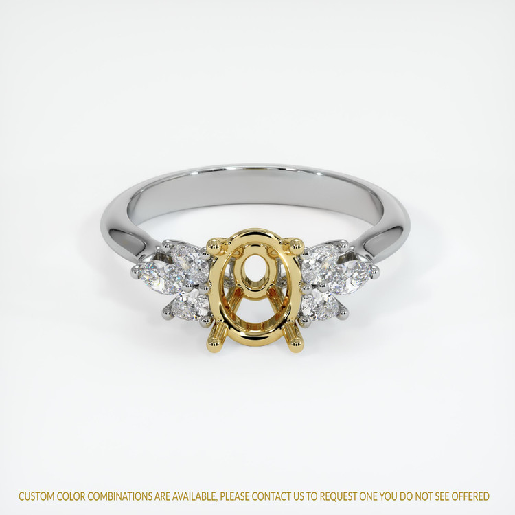 18K Yellow & White Accent Stones Ring Setting