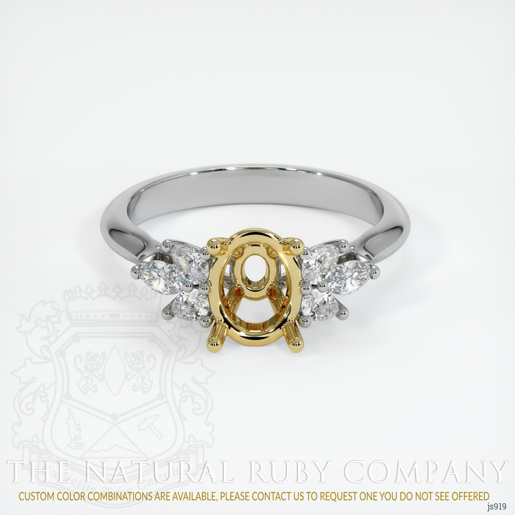 18K Yellow & White Accent Stones Ring Setting