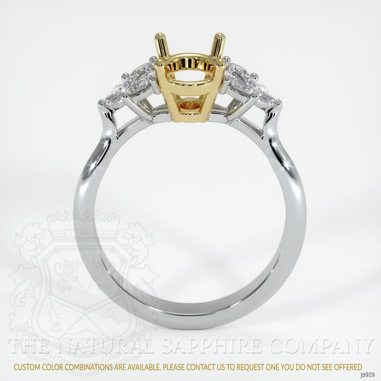 18K Yellow & White Accent Stones Ring Setting